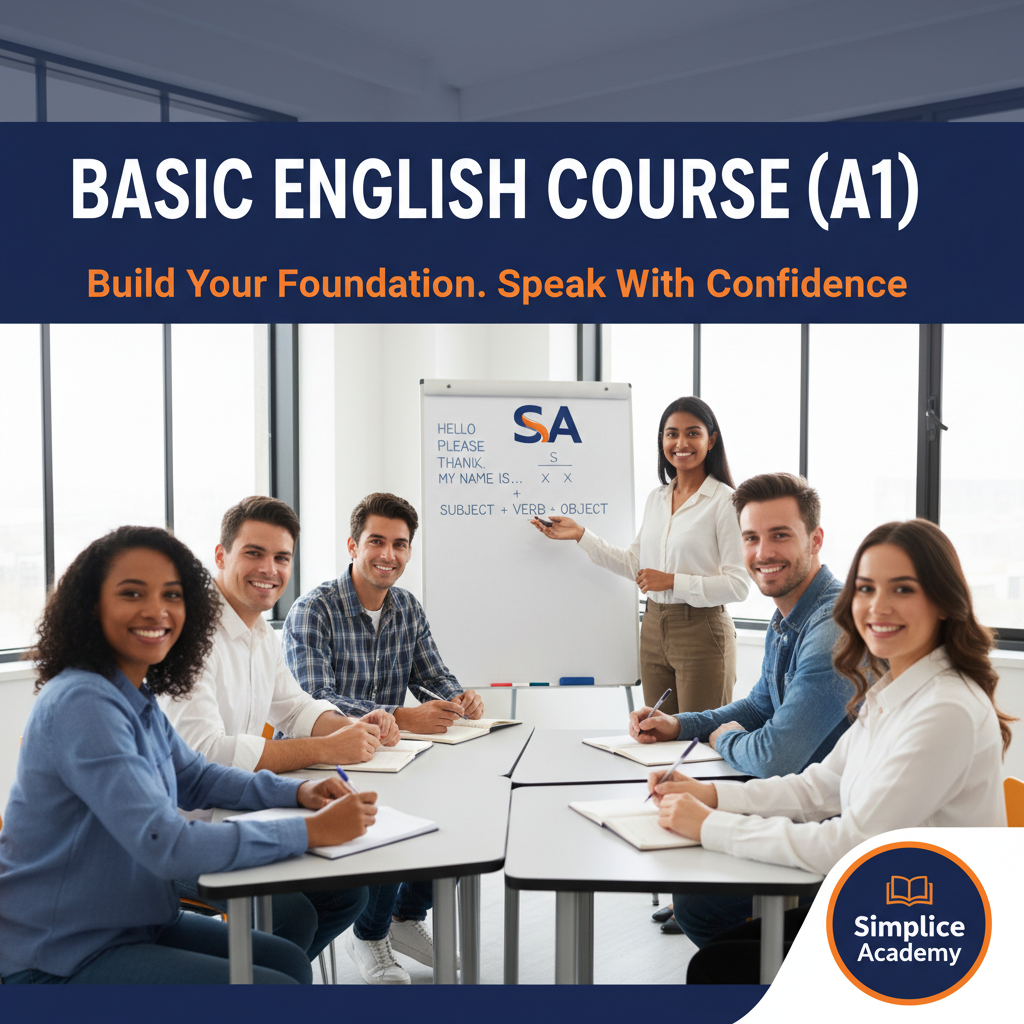 Basic English Course (A1) - Simplice Academy ad creative