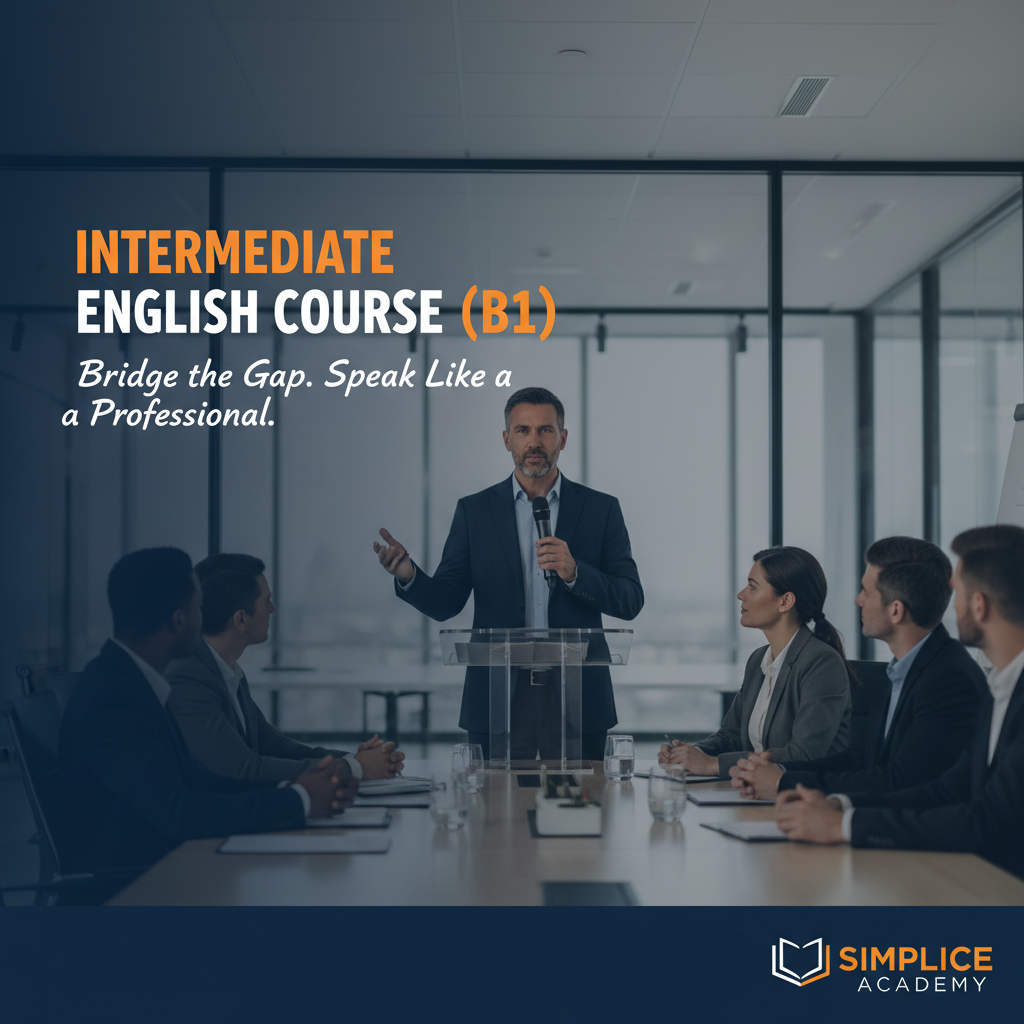 Intermediate English Course (B1) - Simplice Academy ad creative